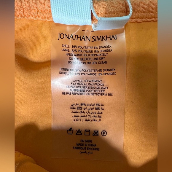 NWT Jonathan Simkhai Umi Textured One Shoulder Bikini Top & Bottom Set Orange XS - Picture 11 of 11